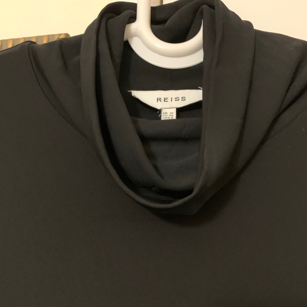NWT REISS BLACK FREYA TWIST FRONT MIDI BODYCON DRESS - SIZE 8 - Picture 8 of 16